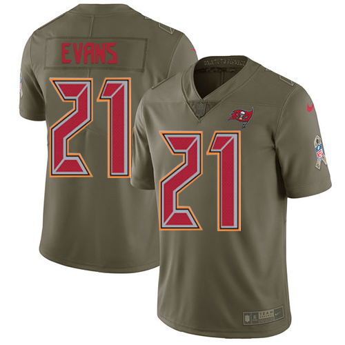 Nike Buccaneers #21 Justin Evans Olive Men's Stitched NFL Limited Salute to Service Jersey - Click Image to Close